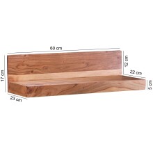 Wandboard >MUMBAI< in Akazie, Massivholz - 60x17x23cm (BxHxT)