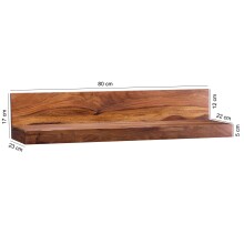 Wandboard >MUMBAI< in Sheesham, Massivholz - 80x17x23cm (BxHxT)