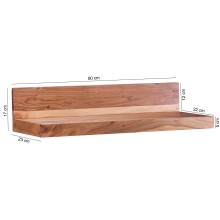 Wandboard >MUMBAI< in Akazie, Massivholz - 80x17x23cm (BxHxT)