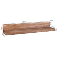 Wandboard >MUMBAI< in Akazie, Massivholz - 110x17x24cm (BxHxT)