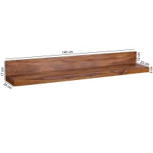 Wandboard >MUMBAI< in Sheesham, Massivholz - 140x17x24cm (BxHxT)