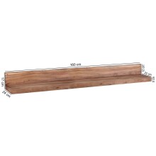 Wandboard >MUMBAI< in Akazie, Massivholz - 160x17x24cm (BxHxT)