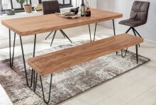 Sitzbank >BAGLI< in Akazie / schwarz, Massivholz / Edelstahl - 160x45x40 (BxHxT)
