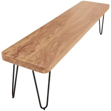 Sitzbank >BAGLI< in Akazie / schwarz, Massivholz / Edelstahl - 160x45x40 (BxHxT)