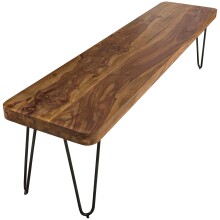 Sitzbank >BAGLI< in Sheesham / schwarz - 120x45x40 (BxHxT)