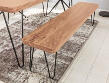 Sitzbank >BAGLI< in Akazie / schwarz, Massivholz / Edelstahl - 120x45x40 (BxHxT)