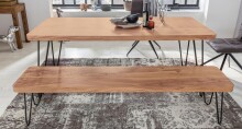 Sitzbank >BAGLI< in Akazie / schwarz, Massivholz / Edelstahl - 120x45x40 (BxHxT)