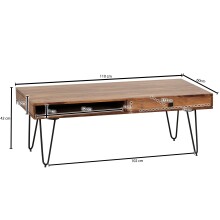 Couchtisch >BAGLI< mit Schublade, Sheesham / schwarz - 110x40x60 (BxHxT)