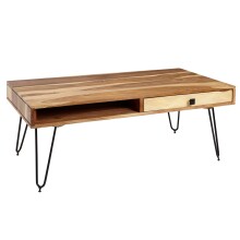 Couchtisch >BAGLI< mit Schublade, Akazie / schwarz - 110x40x60 (BxHxT)