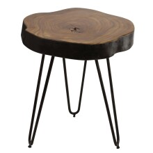 Beistelltisch >BAGLI< in Sheesham / schwarz, Massivholz / Metall - 46x35cm (HxD)