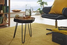 Beistelltisch >BAGLI< in Sheesham / schwarz, Massivholz / Metall - 46x35cm (HxD)
