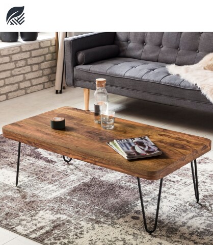 Couchtisch >BAGLI< in Akazie oder Sheesham / schwarz - 115x40x60 (BxHxT)