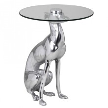 Beistelltisch >DOG< in Silber, Aluminium / Glas -...