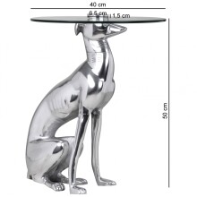 Beistelltisch >DOG< in Silber, Aluminium / Glas - 50x40cm (HxD)