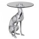 Beistelltisch >DOG< in Silber, Aluminium / Glas - 50x40cm (HxD)