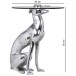 Beistelltisch >DOG< in Silber, Aluminium / Glas - 50x40cm (HxD)