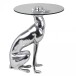 Beistelltisch >DOG< in Silber, Aluminium / Glas - 50x40cm (HxD)