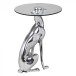 Beistelltisch >DOG< in Silber, Aluminium / Glas - 50x40cm (HxD)