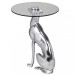 Beistelltisch >DOG< in Silber, Aluminium / Glas - 50x40cm (HxD)