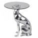 Beistelltisch >DOG< in Silber, Aluminium / Glas - 50x40cm (HxD)
