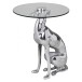 Beistelltisch >DOG< in Silber, Aluminium / Glas - 50x40cm (HxD)