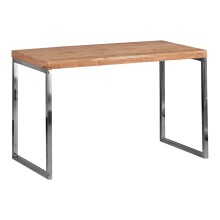 Schreibtisch >GUNA< in Akazie, Massivholz / Metall verchromt - 120x76x60 (BxHxT)