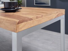 Schreibtisch >GUNA< in Akazie, Massivholz / Metall verchromt - 120x76x60 (BxHxT)