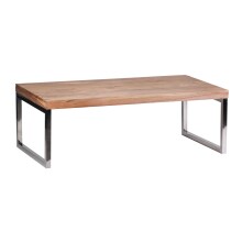 Couchtisch >GUNA< in Akazie, Massivholz / Metall verchromt - 120x40x60cm (BxHxT)
