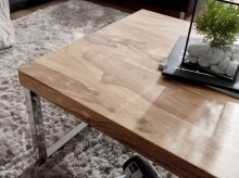 Couchtisch >GUNA< in Akazie, Massivholz / Metall verchromt - 120x40x60cm (BxHxT)