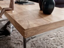 Couchtisch >GUNA< in Akazie, Massivholz / Metall verchromt - 120x40x60cm (BxHxT)