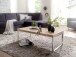 Couchtisch >GUNA< in Akazie, Massivholz / Metall verchromt - 120x40x60cm (BxHxT)