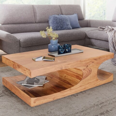 Couchtisch >BOHA< in Akazie, Massivholz - 118x38x70cm (BxHxT)
