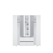 Drehtürenschrank >LISSON< 2 Schubladen, Farbe Weiss - 177,5x193,7x60cm (BxHxT)