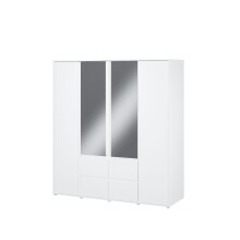 Drehtürenschrank >LISSON< 2 Schubladen, Farbe Weiss - 177,5x193,7x60cm (BxHxT)