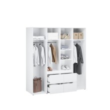 Drehtürenschrank >LISSON< 2 Schubladen, Farbe Weiss - 177,5x193,7x60cm (BxHxT)