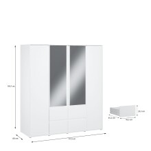 Drehtürenschrank >LISSON< 2 Schubladen, Farbe Weiss - 177,5x193,7x60cm (BxHxT)