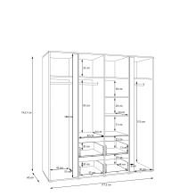 Drehtürenschrank >LISSON< 2 Schubladen, Mauvella Eiche Dekor - 177,5x193,7x60cm (BxHxT)
