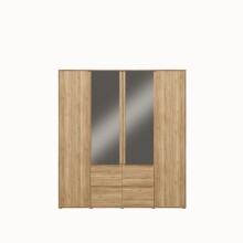 Drehtürenschrank >LISSON< 2 Schubladen, Mauvella Eiche Dekor - 177,5x193,7x60cm (BxHxT)