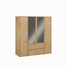 Drehtürenschrank >LISSON< 2 Schubladen, Mauvella Eiche Dekor - 177,5x193,7x60cm (BxHxT)