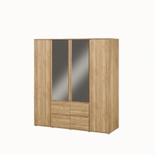 Drehtürenschrank >LISSON< 2 Schubladen, Mauvella Eiche Dekor - 177,5x193,7x60cm (BxHxT)