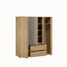 Drehtürenschrank >LISSON< 2 Schubladen, Mauvella Eiche Dekor - 177,5x193,7x60cm (BxHxT)