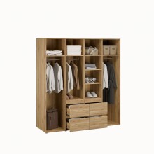 Drehtürenschrank >LISSON< 2 Schubladen, Mauvella Eiche Dekor - 177,5x193,7x60cm (BxHxT)