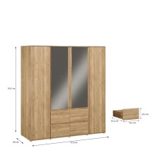 Drehtürenschrank >LISSON< 2 Schubladen, Mauvella Eiche Dekor - 177,5x193,7x60cm (BxHxT)