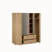 Drehtürenschrank >LISSON< 2 Schubladen, Mauvella Eiche Dekor - 177,5x193,7x60cm (BxHxT)