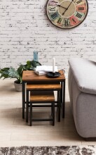 Satztisch >AKOLA< (3-teilig) in Sheesham, Massivholz - 45x45x30cm (BxHxT)