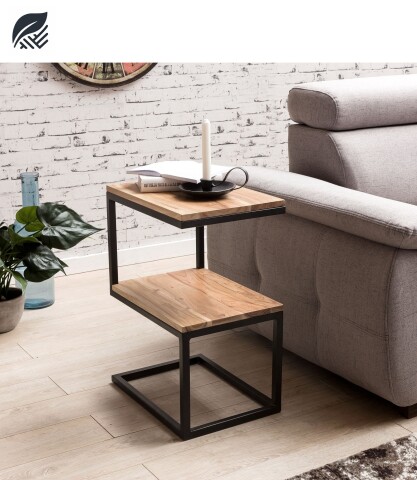 Beistelltisch >AKOLA< in Akazie oder Shesham Massivholz lieferbar - 45x60x30cm (BxHxT)