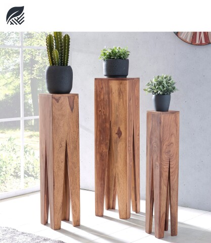 Blumentisch >WL1.565< in Akazie oder Shesham Massivholz lieferbar - 25x100x25cm (BxHxT)