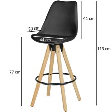 Barhocker >LIMA< (2-teilig) in Schwarz - 45x113x45cm (BxHxT)