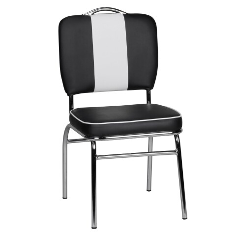 Esszimmerstuhl >WL1.716< in Schwarz / weiss - 47x45x90cm (LxBxH)