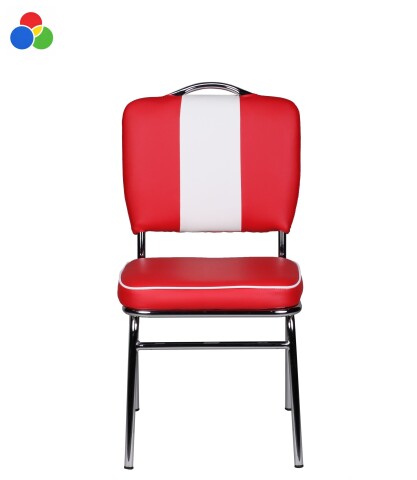 Esszimmerstuhl >WL1.715< in Rot / Weiss - 47x90x45cm (BxHxT)